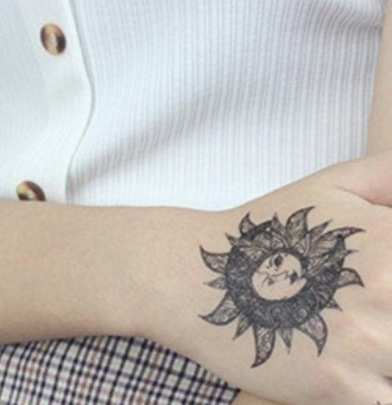 Bohemian Sun And Moon Mandala Tattoo Sun Moon Mandala Temporary Tattoo Bohemian Temporary Tattoo | Etsy