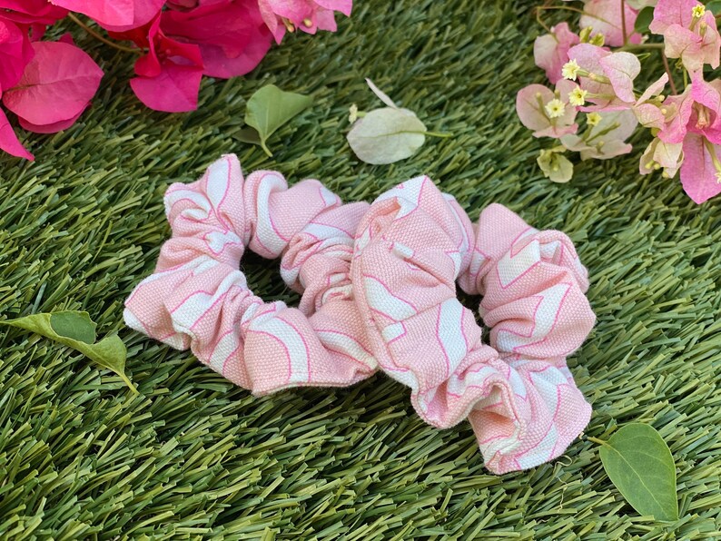 Pink Cotton Scrunchie Stocking Stuffer Handmade Favors or Gifts Pink Hair Accessory Christmas Gift