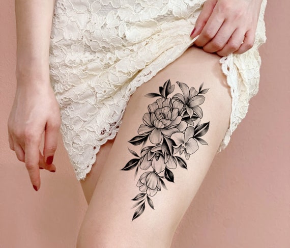 Large Floral Temporary Tattoo / Flower Temporary Tattoo / Boho - Etsy