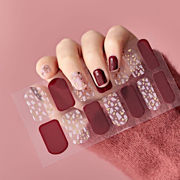 Dark Red Nails - Etsy