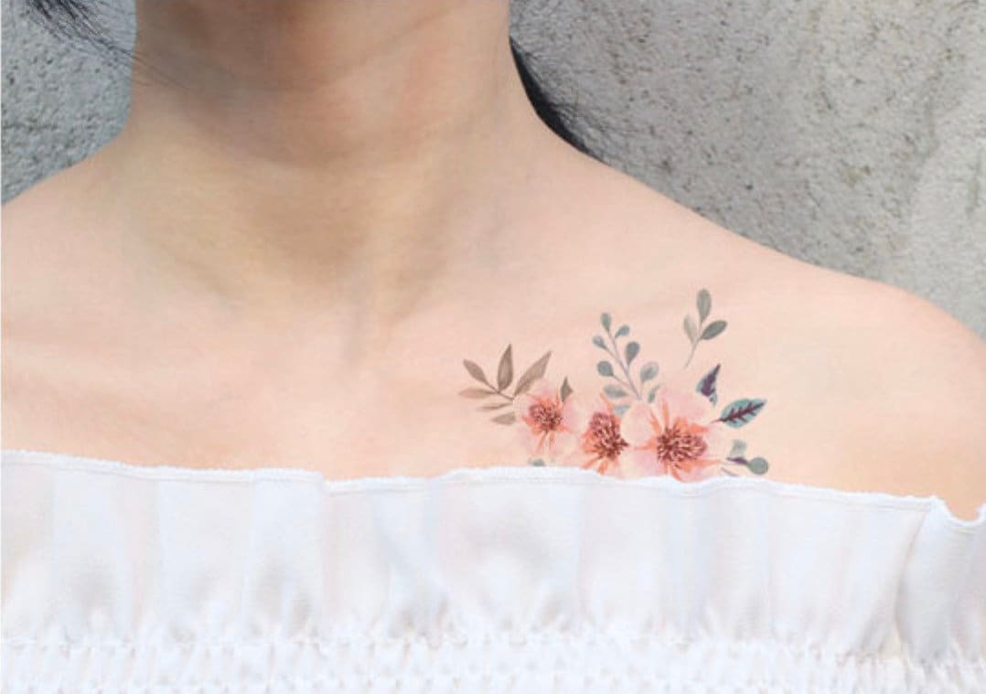 Waterproof Colored Tattoo Sticker Flower With Cherry Blossom Design  Temporary Flower Tattoos For Arm, Leg, Clavicle Fashionable And Temporary  L231 From Catherine006, $1.9 | DHgate.Com