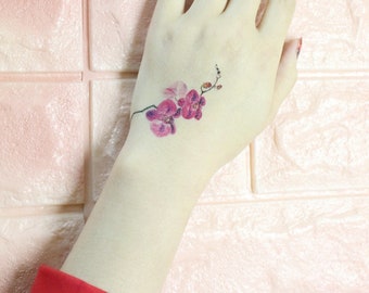 Orchid Temporary Tattoo / Floral Tattoo / Wedding Tattoo / Temporary Tattoo for Women / Vintage Temporary Tattoo /Orchid Tattoo