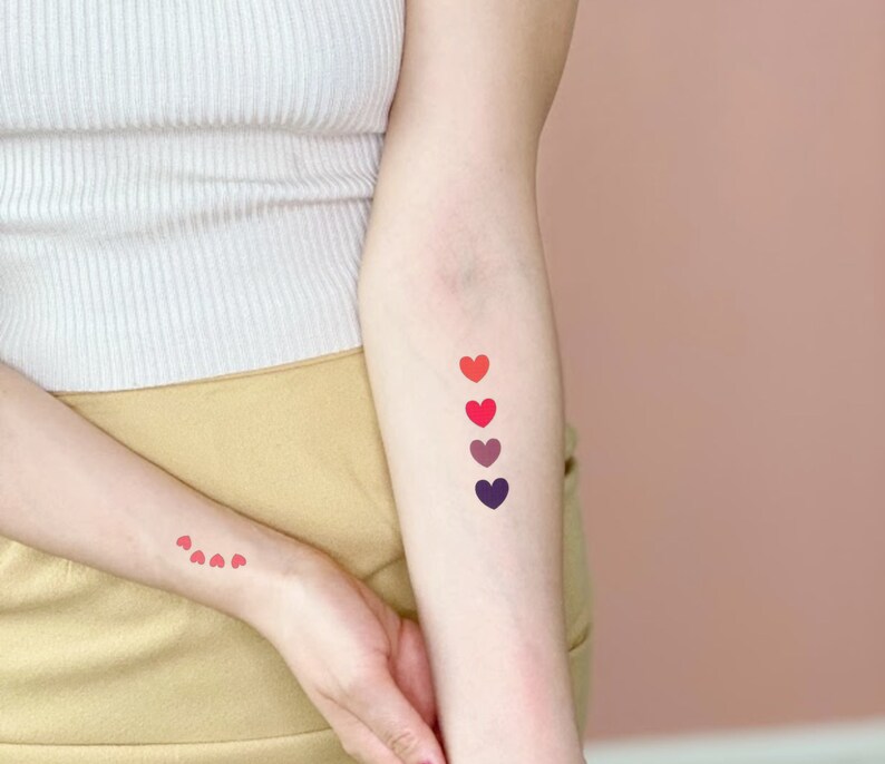 Tiny Heart Tattoos Set of 32 Tiny Hearts Temporary Tattoos Valentines Tattoos Valentines Day Minimalist Temporary Tattoos image 1