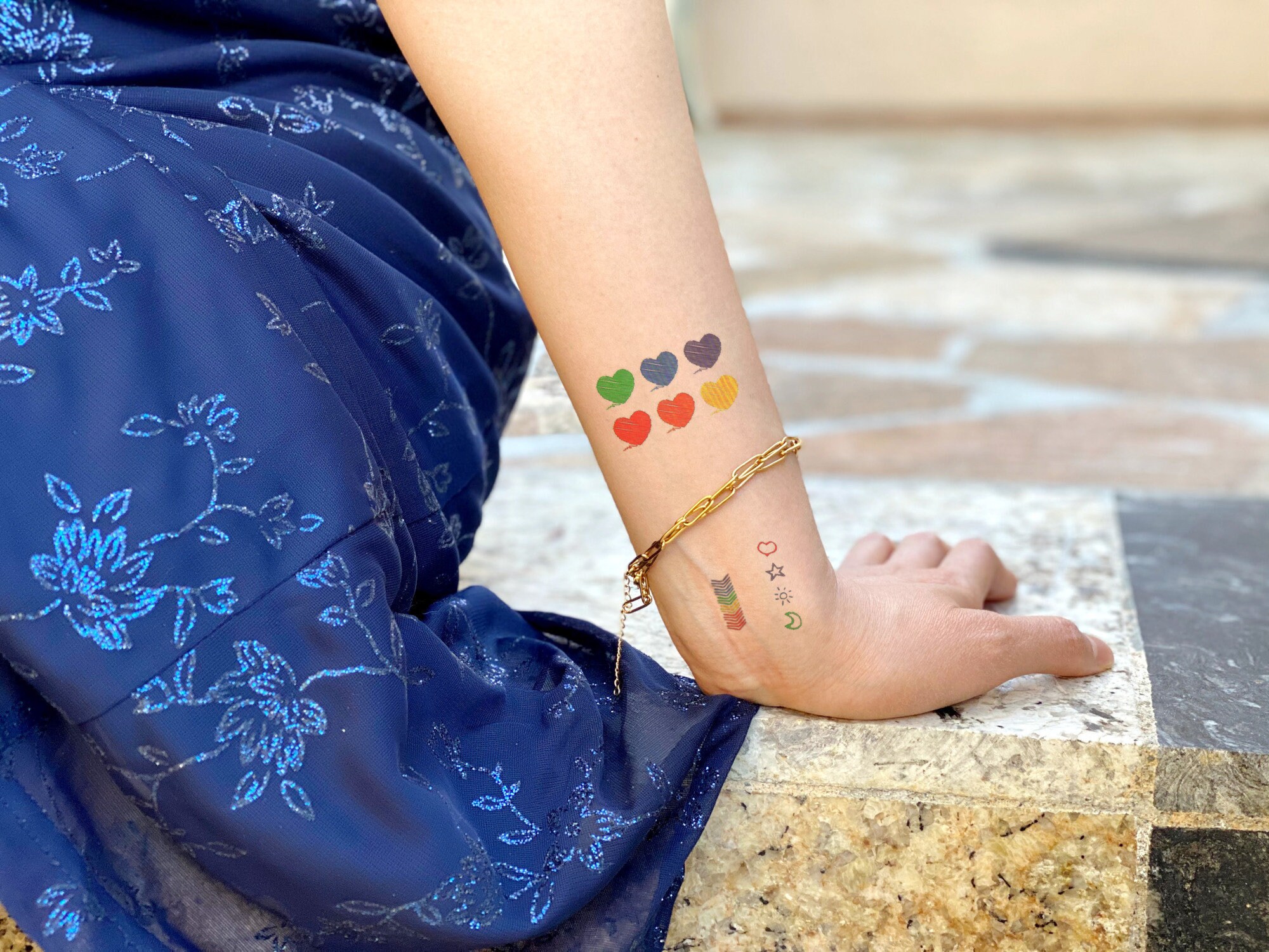 Tiny Tattoos Set of 50 Tiny Temporary Tattoos Colorful Etsy