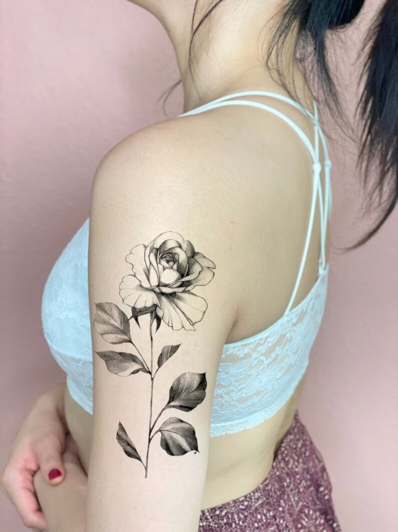 Large Rose Temporary Tattoo / Large Floraltattoo / Vintage Etsy