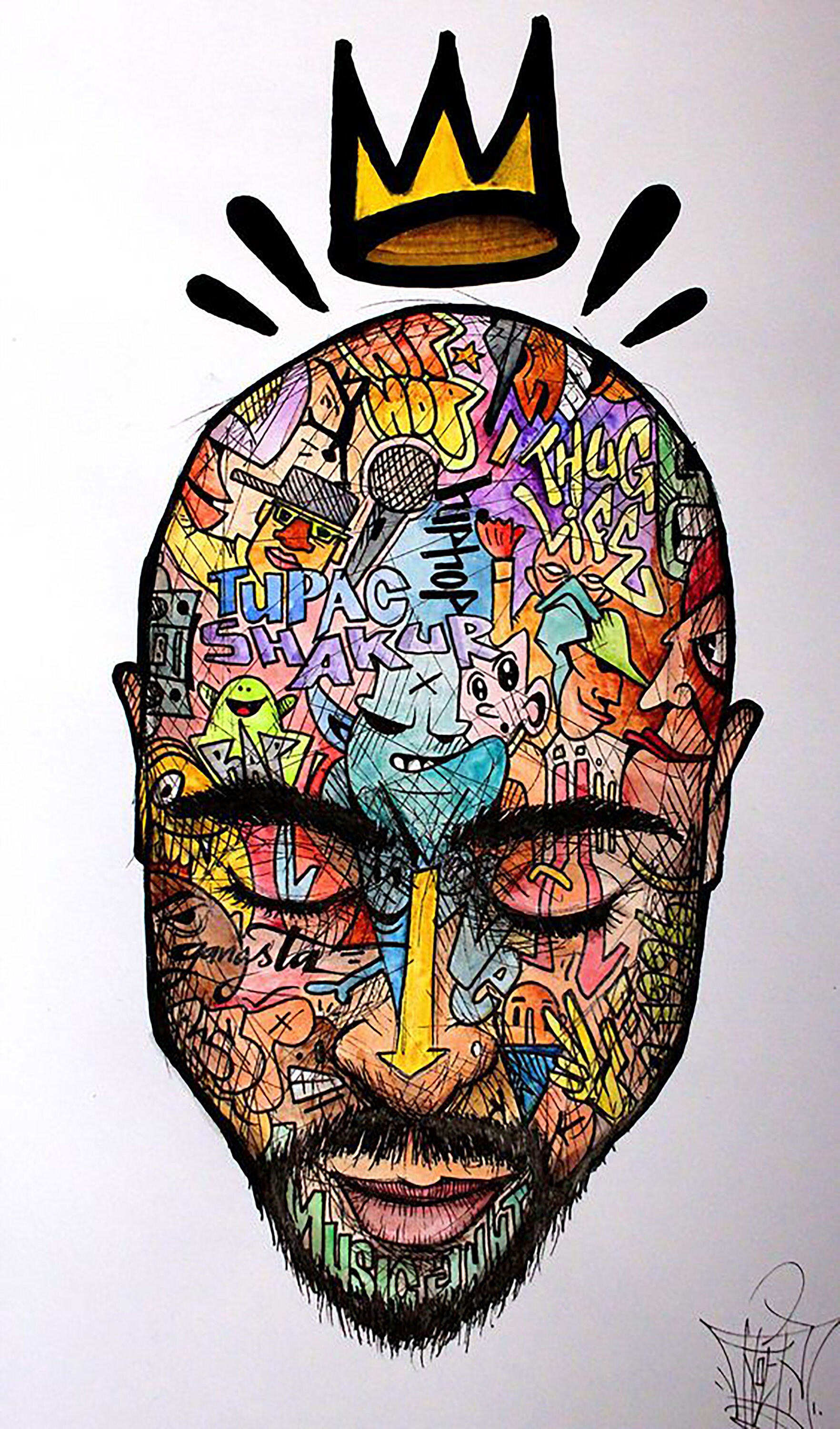 King Of Hiphop Tupac Shakur Sketch Poster Etsy