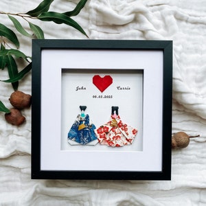 Bastone di cotone personalizzato con facce origami di sposi: regalo di nozze, regalo di fidanzamento, regalo di anniversario, regalo di anniversario di carta