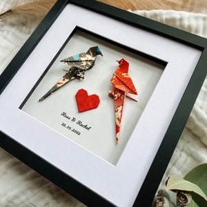 Personalised Origami Parrots in Black frame