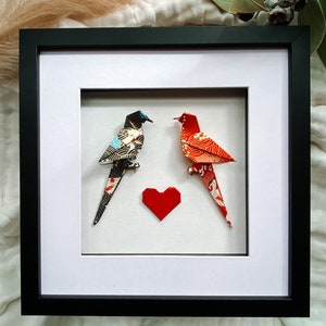 Origami Parrots in Black frame