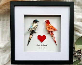 Personalised Origami Parrots: Wedding Gift, Engagement Gift Anniversary Gift, Paper Anniversary Gift
