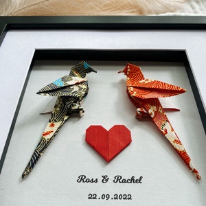 Personalised Origami Parrots in Black frame