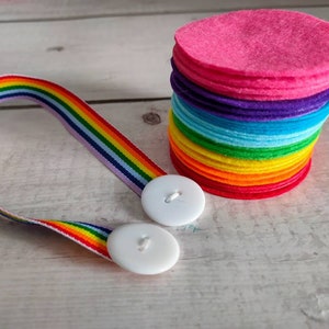 Buttoning Rainbow Toy, Montessori Toy, Fine Motor Skills Toy, Dressing Skills Toy, Shapes Buttoning Toy ( 32 pieces included )