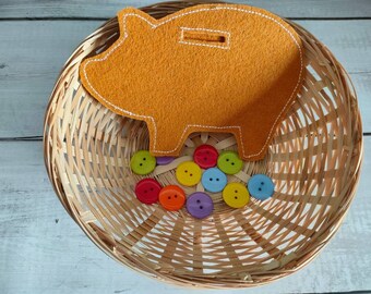 Button Piggy Bank. Fine motor game. Montessori inspiration. Learning game. Sensory bin!