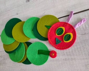 The very hungry Caterpillar, Buttoning game, Fine motor skill !!