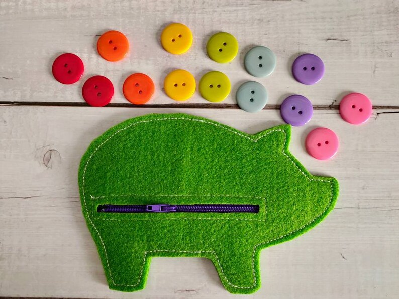 Fine motor game Learning game Montessori inspiration Sensory bin! Button Piggy Bank