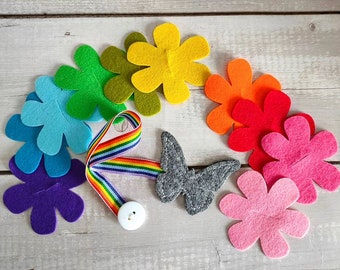 Buttoning Game, Rainbow Activity Game, Fine Motor Skills, Primary and Secundary Colours ( 9 pieces included)