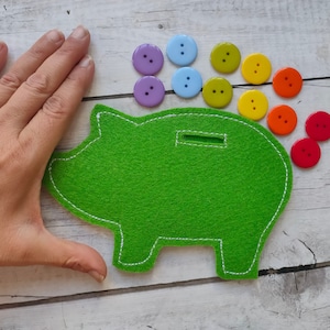 Button Piggy Bank. Fine motor game. Montessori inspiration. Learning game. Sensory bin!