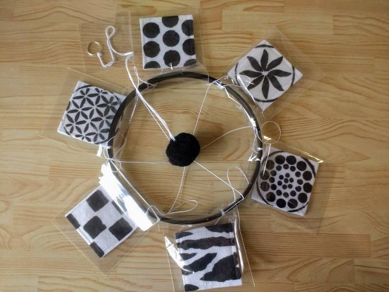 Black and White Baby Mobile , Crib Mobile Montessori, Newborn Mobile, Monochrome Mobile , Nursery Decor zdjęcie 9