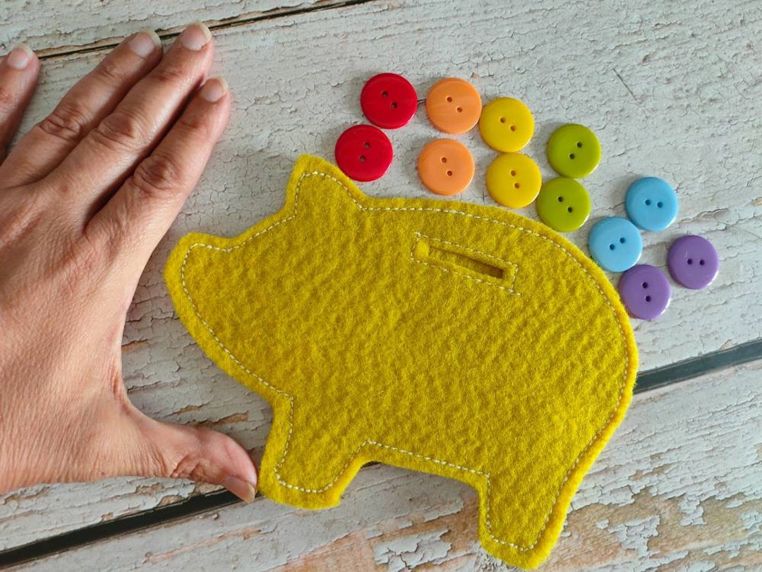 Button Piggy Bank. Fine Motor Game. Montessori Inspiration. Etsy