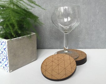 graphic coasters / coaster is engraved by laser machine / gift / set of 4