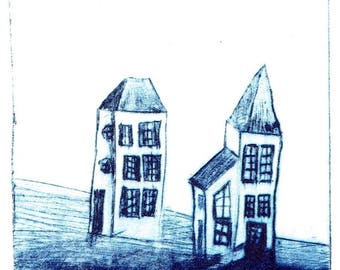 Print 5, "blue house", from the series "les petites maisons"