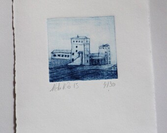 Print 2"blue house", from the series "the little houses"