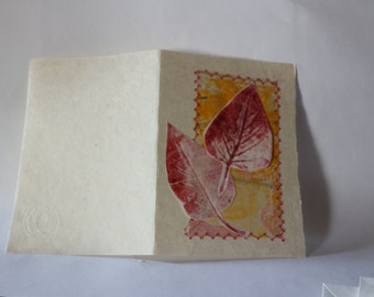 Lilas rouge- Grande carte brodée - Carte unique et originale avec broderie artisanale