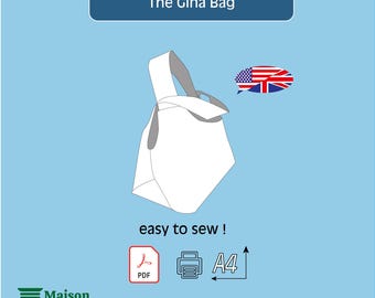 Gina tote bag sewing pattern, pattern for beginners, handbag pdf pattern by Maison Barbaro A4 and US letter format, bag sewing pattern