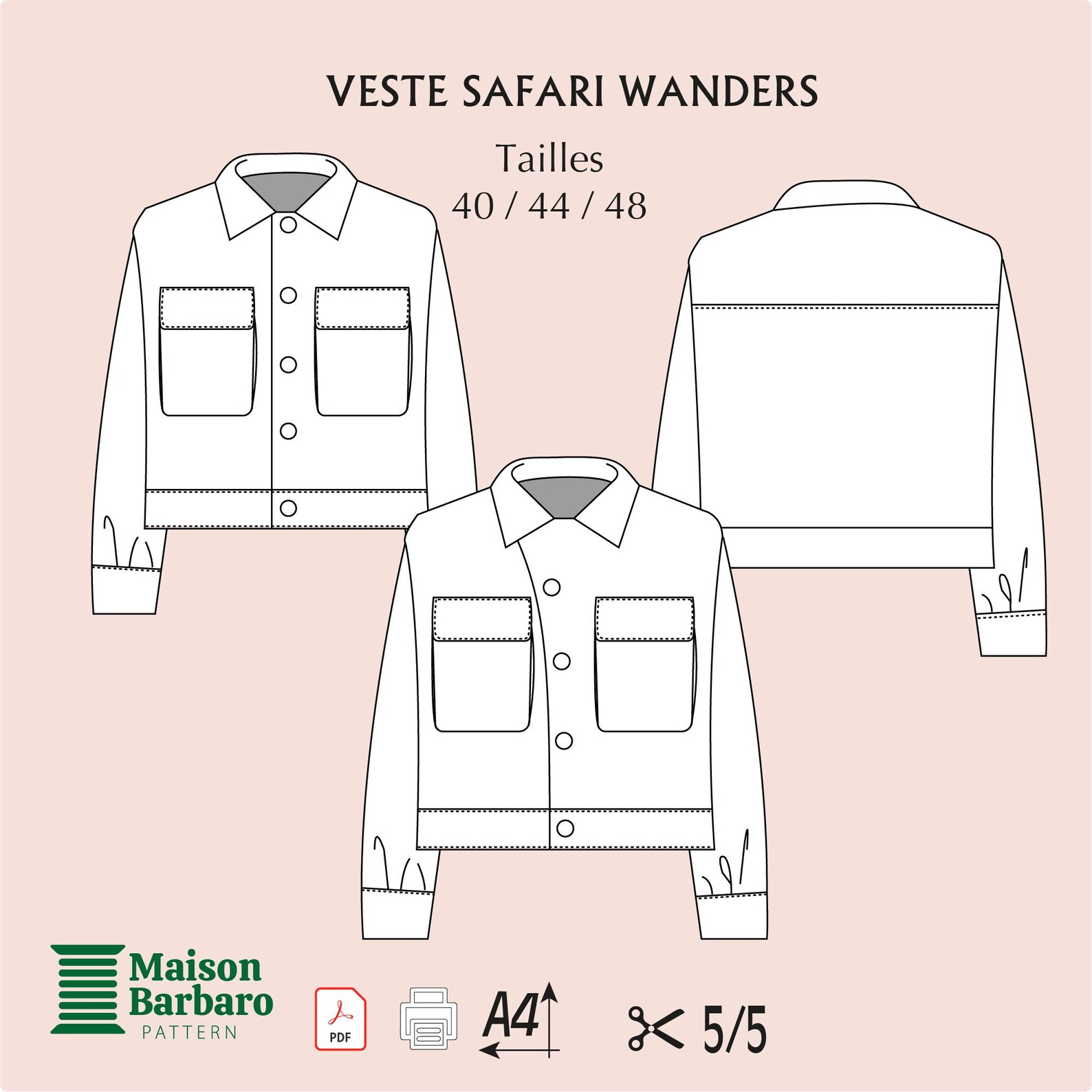 Heavy Jacket Pattern Jacket Sewing Pattern | Instant Download | Easy Digital PDF | Size 40 ...