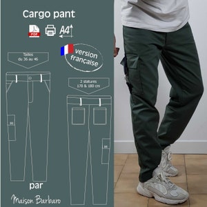 Men's pants "Cargo pant", PDF pattern for immediate download, sewing pattern, multi-pocket pants pattern French version