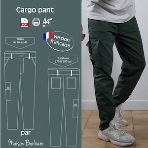 Men&#39;s Cargo Pants, PDF Pattern for Instant Download, Sewing Pattern, Multi-Pocket Pants Pattern French Version