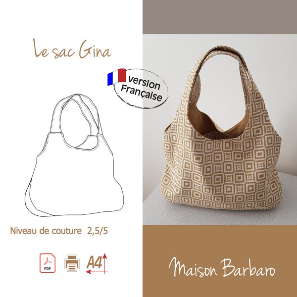 Patron du sac à main "gina", Sac à main fourre tout, patron PDF de sac à main, patron de sac à projet