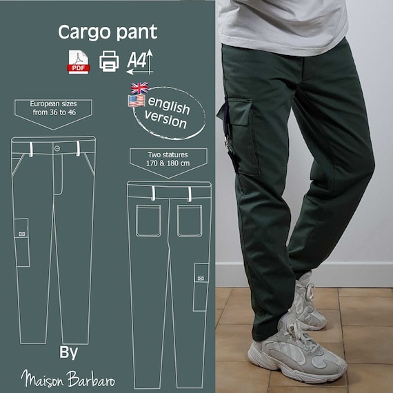 Pdf Sewing Pattern of Cargo Pants for Men Cargo Pants Etsy Australia