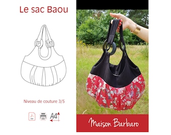 Baou bag handbag pattern, pdf A4 to download and print, ball bag pattern, sewing pattern bag tote everything