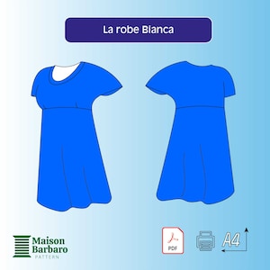 PDF pattern for knitted dress, downloadable pdf, size 36 to 46, dress model with integrated sleeves