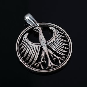 Germany 5 Mark 1967 cut coin pendant Winged Eagle Berlin Bavaria Munich