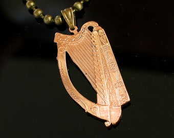 Ireland Cut Coin Pendant with Necklace in Bronze Colour. 1942  IRELAND / eire harp 1d PENNY  COIN