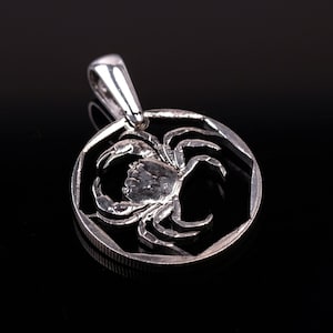 Malta 5 Cents Cut Coin Pendant with Necklace Maltese freshwater crab