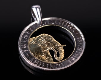 2018 Kenya 20 Shillings Elephant Cut Coin Pendant Kenyan Elephants Nairobi East African