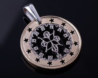 1 Euro Portugal Cut coin pendant with necklace Barcelona, Granada, Savilia