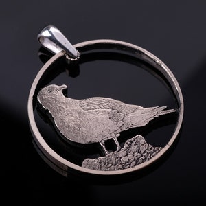 Bird Stercorarius Parasiticus Pendant & Necklace Shetland Islands Cut Coin image 1