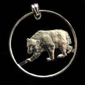 Croatia 5 Kuna Cut Coin Pendant Necklace Croatian brown bear Dalmatia Zagreb HRVATSKA 1997