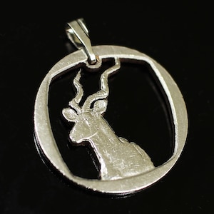 South Africa 2 Rand Cut Coin Pendant LOVE Coat Power Through Unity Johannesburg