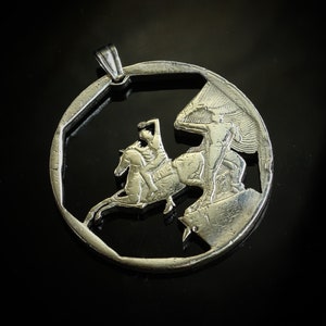 1981 Columbia, 10 Pesos Cut Coin Pendant with Necklace