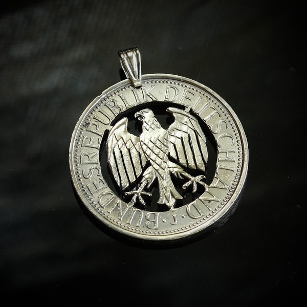 Germany Mark Cut Coin Pendant with necklace German eagle Deutschland Berlin Munich