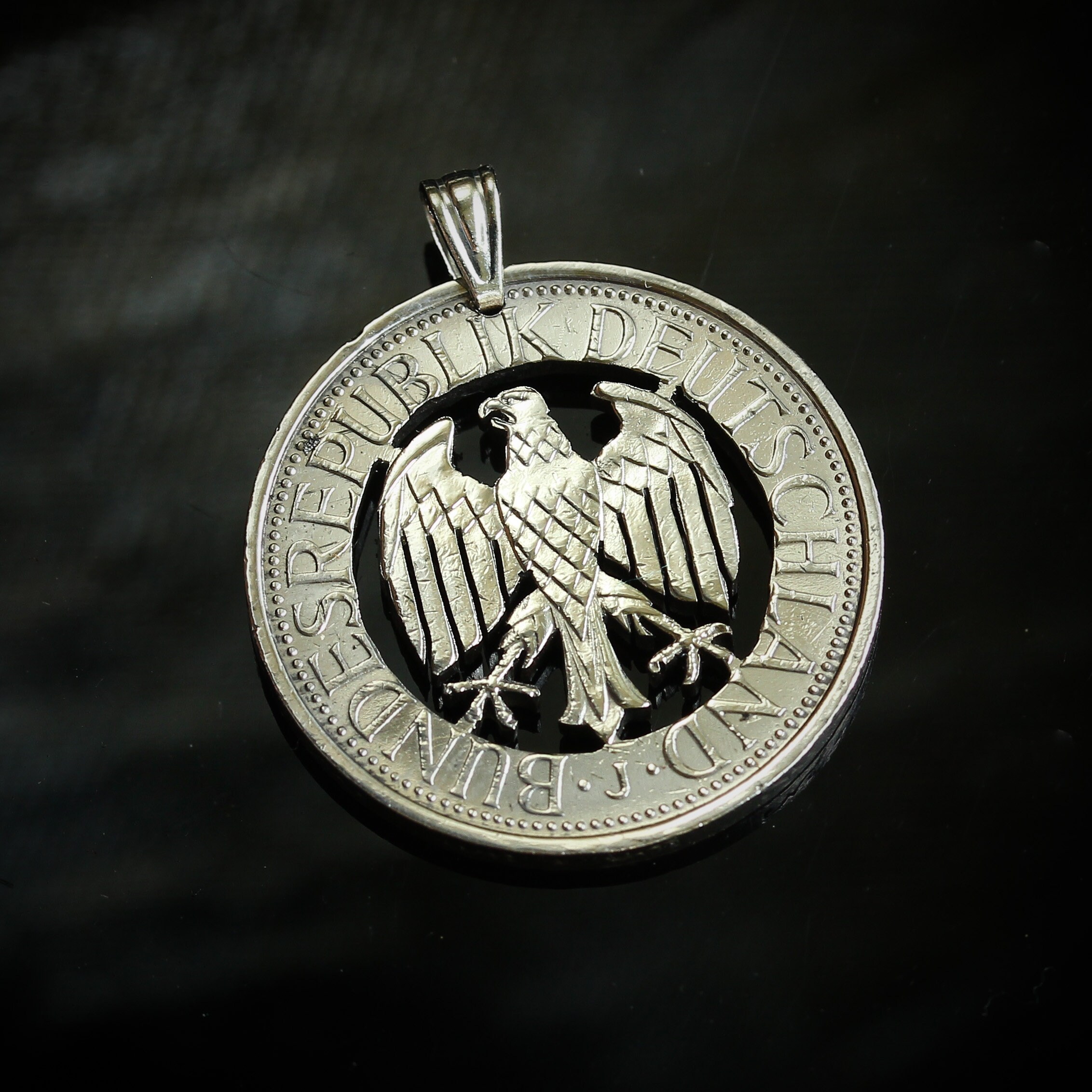 Germany Mark Cut Coin Pendant With Necklace German Eagle