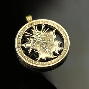 France Pendentif pièce de 10 francs avec collier, carte de la France, Paris, boutique ukrainienne