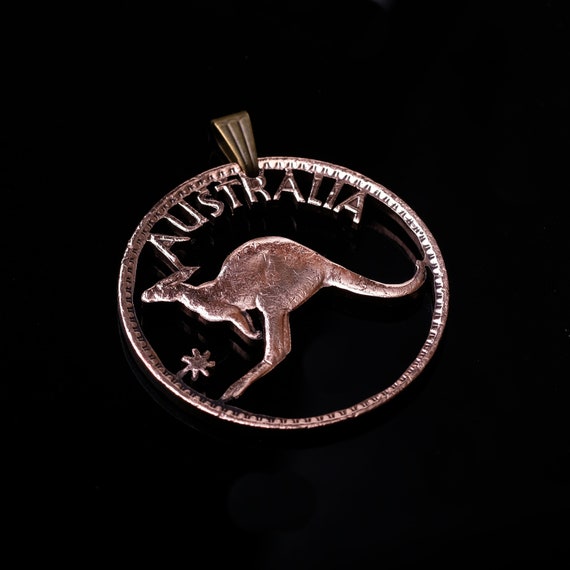1955 Australia Penny Cut Coin Pendant 