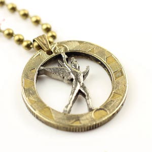 Angel Cut Coin pendant with necklace  Hand cut