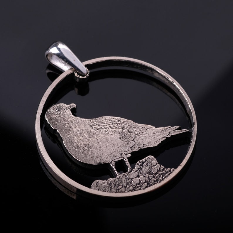 Bird Stercorarius Parasiticus Pendant & Necklace Shetland Islands Cut Coin image 1
